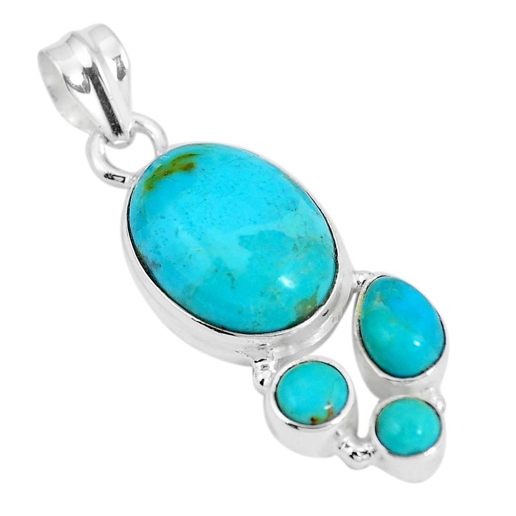 Blue arizona mohave turquoise 925 sterling silver pendant jewelry m68399