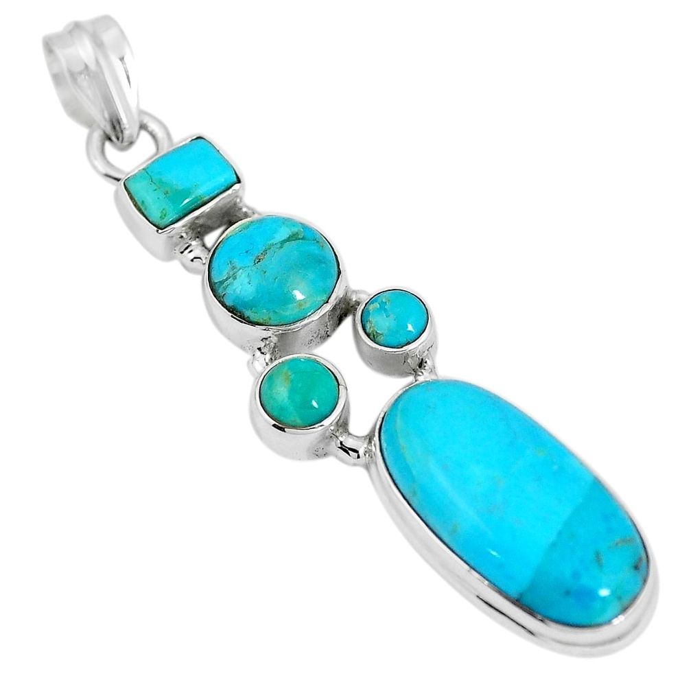 925 sterling silver blue arizona mohave turquoise pendant jewelry m68400