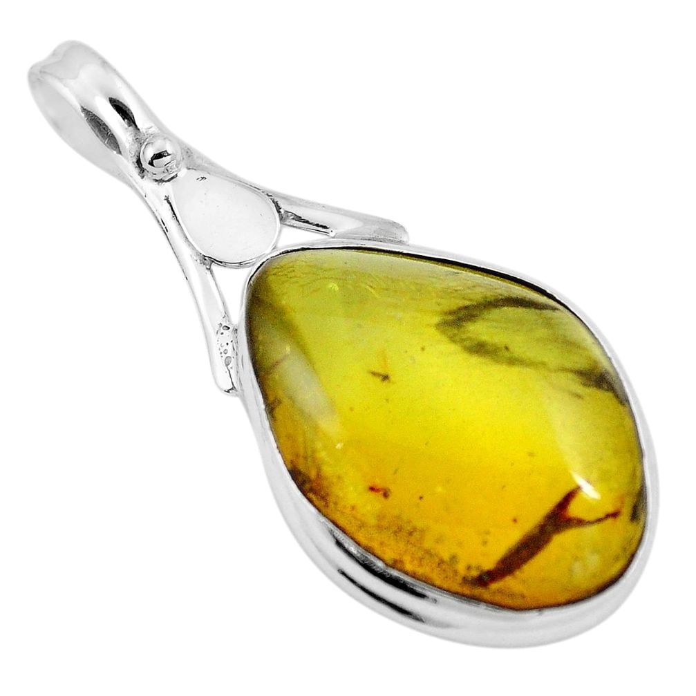 925 sterling silver natural green amber from colombia pendant jewelry m68414