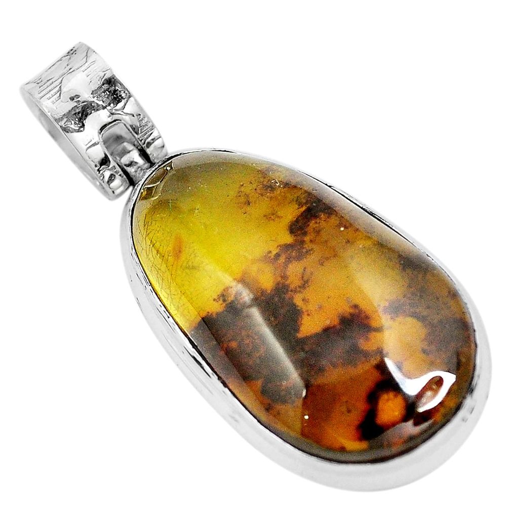 925 sterling silver natural green amber from colombia pendant jewelry m68419