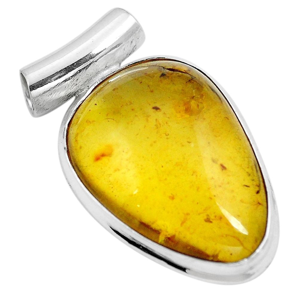 Natural green amber from colombia 925 sterling silver pendant m68434