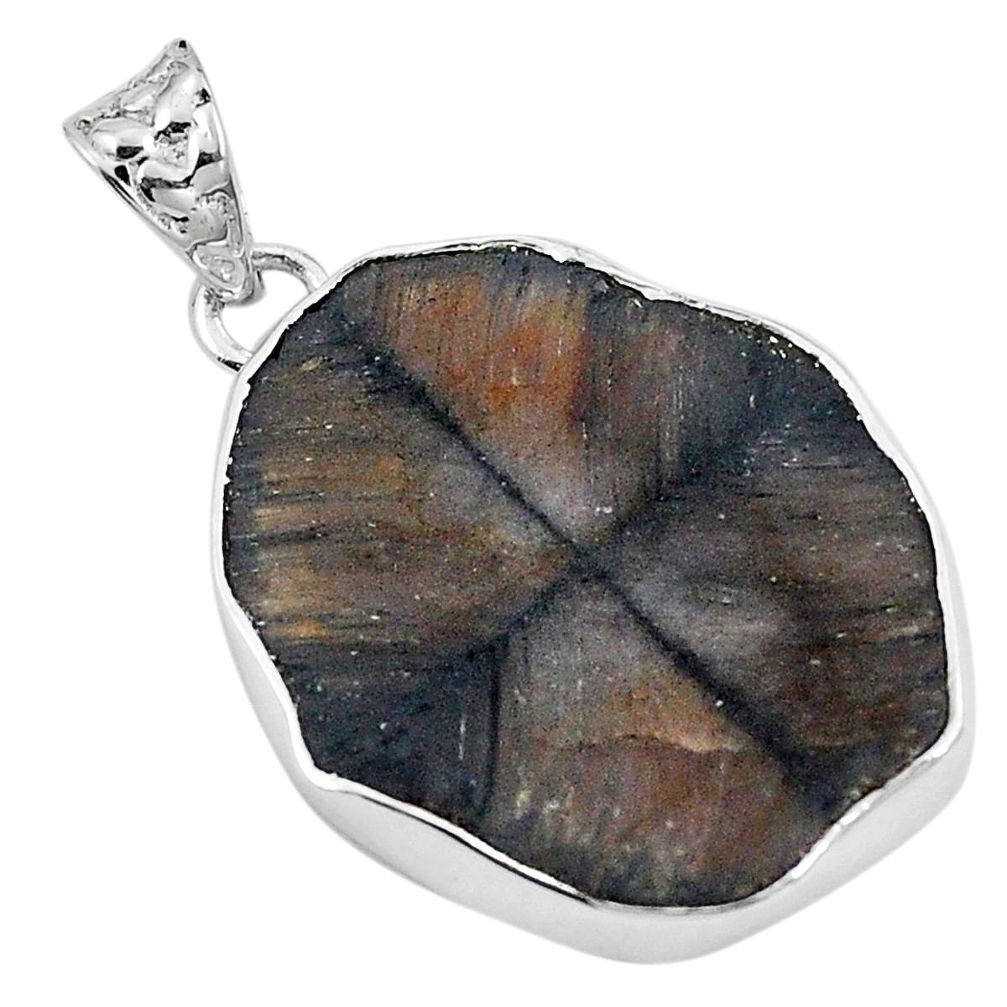 925 sterling silver pendant jewelry natural brown chiastolite m68512