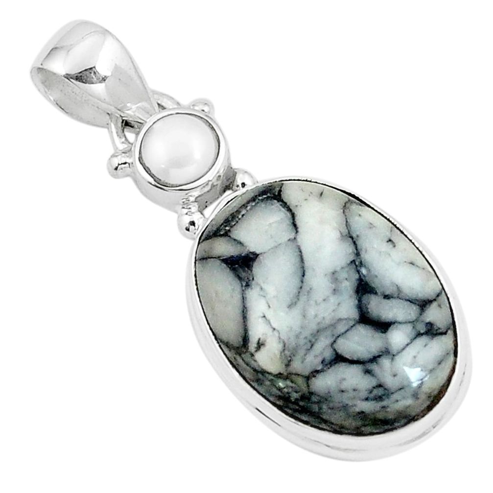 Natural white pinolith pearl 925 sterling silver pendant jewelry m68584