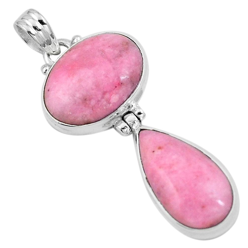 Natural pink petalite 925 sterling silver pendant jewelry m68602