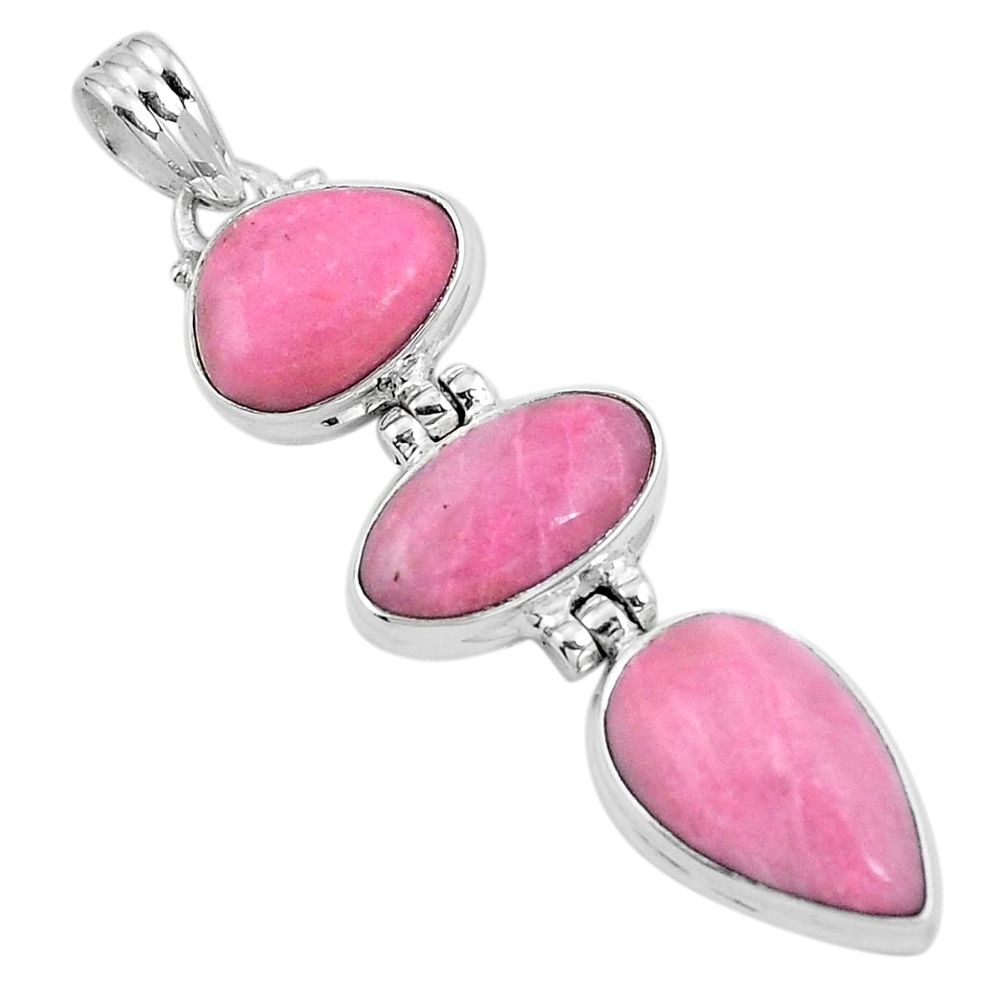 Natural pink petalite 925 sterling silver pendant jewelry m68607