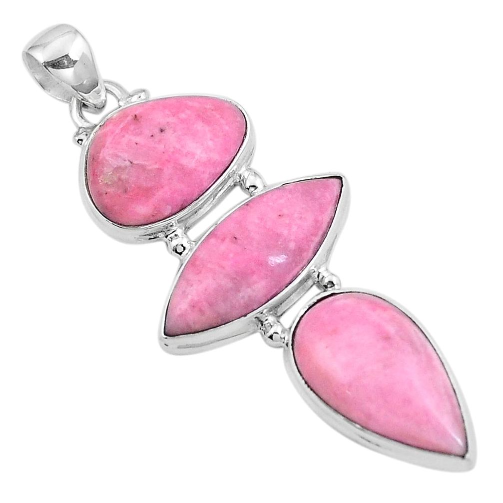 Natural pink petalite 925 sterling silver pendant jewelry m68613