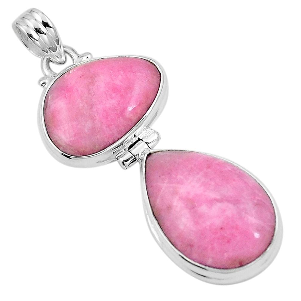 Natural pink petalite 925 sterling silver pendant jewelry m68623