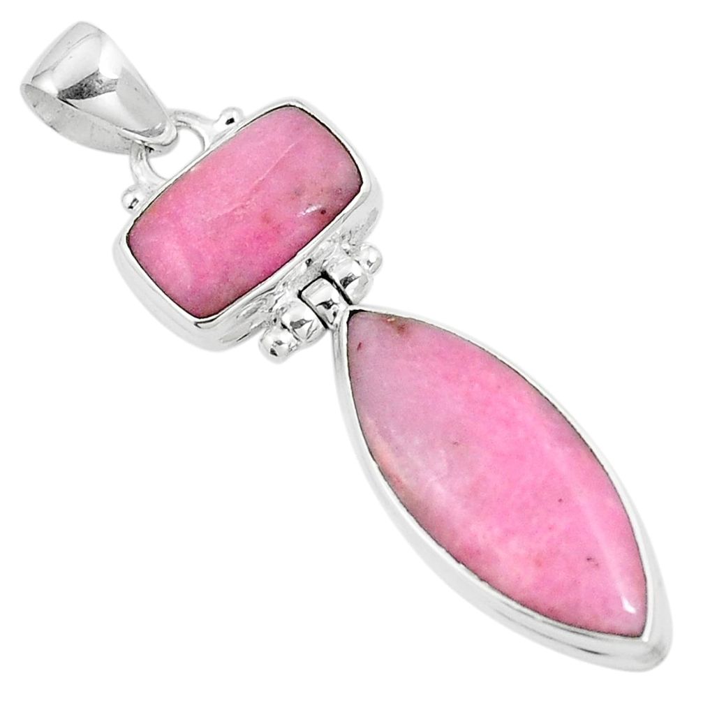 Natural pink petalite 925 sterling silver pendant jewelry m68637