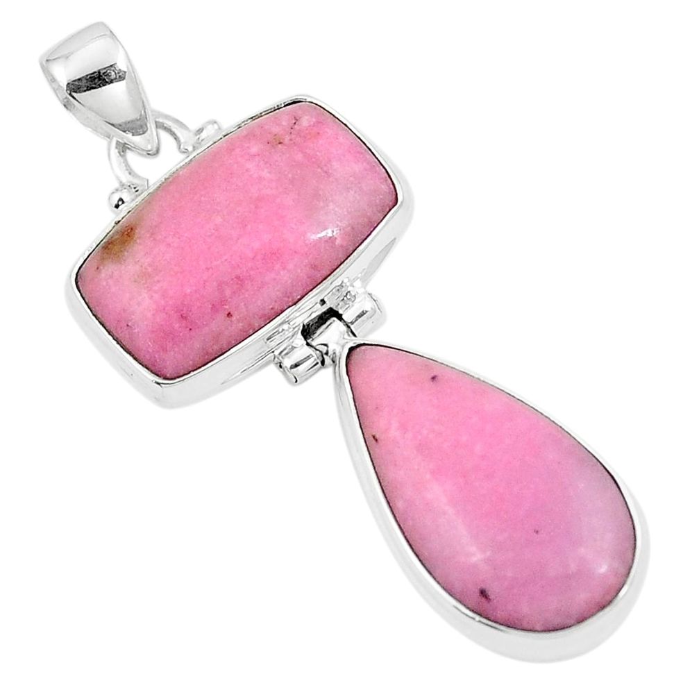 Natural pink petalite 925 sterling silver pendant jewelry m68638