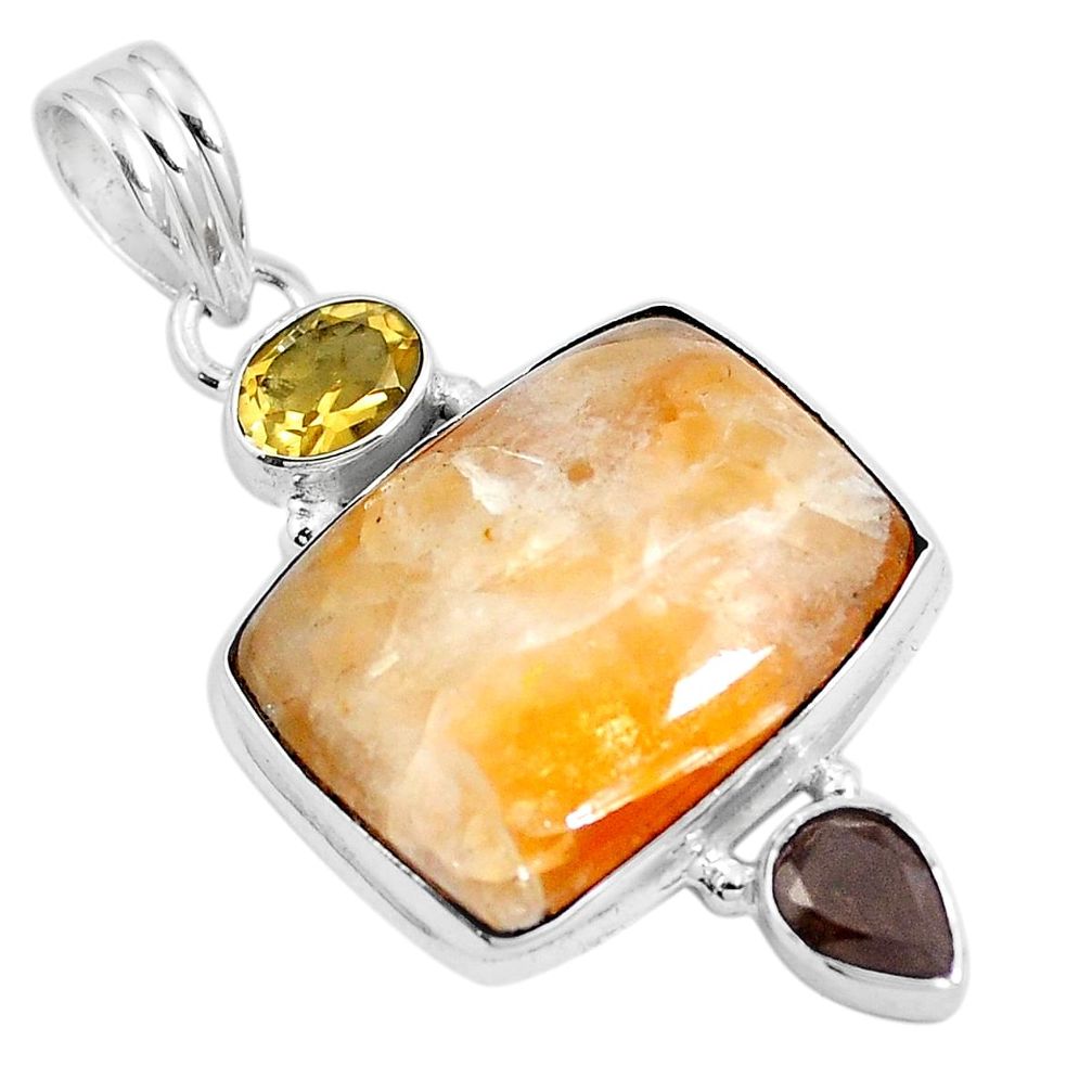 925 sterling silver natural orange calcite citrine pendant jewelry m69232