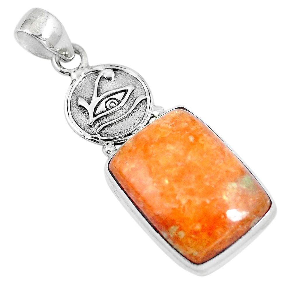 Natural orange calcite 925 sterling silver pendant jewelry m69234