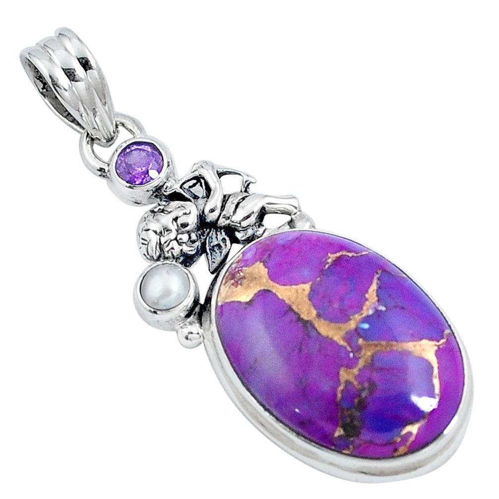 925 silver purple copper turquoise cupid angel wings pendant jewelry m69277