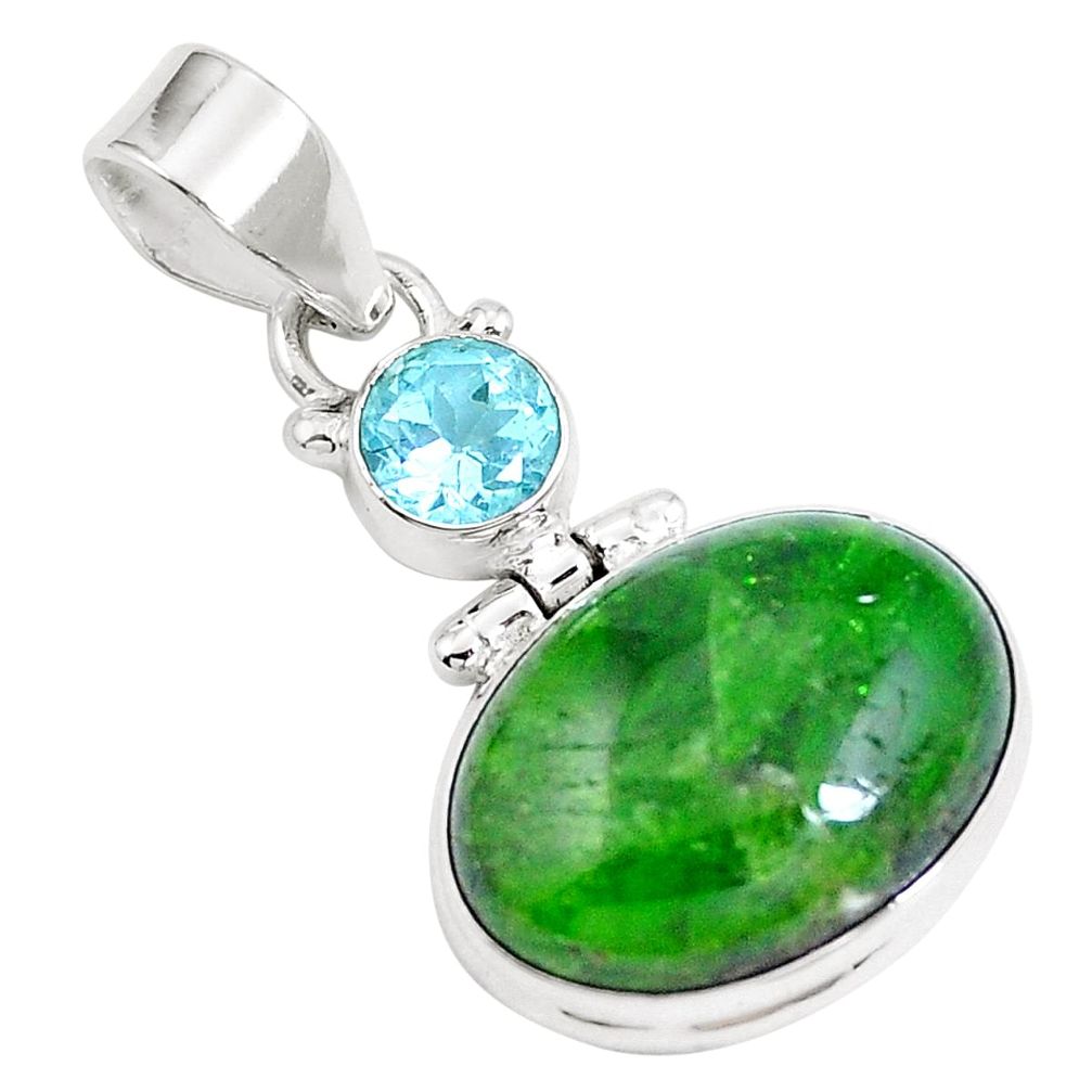 14.33cts natural green chrome diopside topaz 925 sterling silver pendant m69406