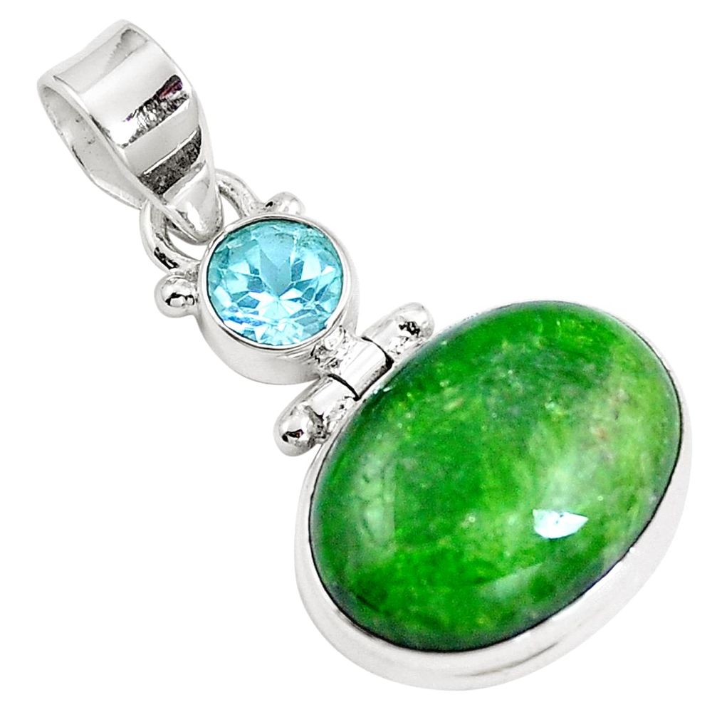 14.35cts natural green chrome diopside topaz 925 sterling silver pendant m69408