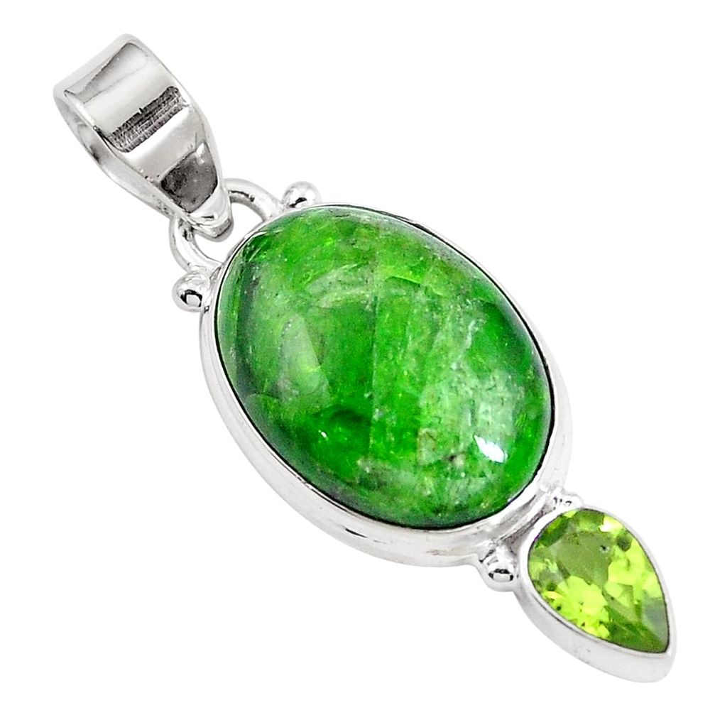 14.15cts natural green chrome diopside topaz 925 sterling silver pendant m69413