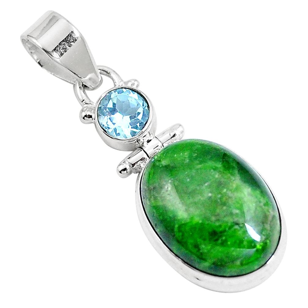 14.33cts natural green chrome diopside topaz 925 sterling silver pendant m69414