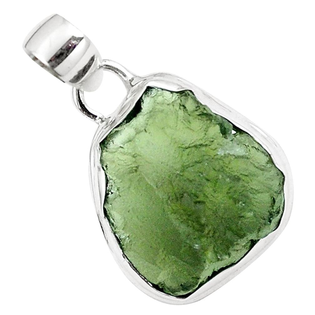 Natural green moldavite (genuine czech) 925 silver pendant jewelry m69443