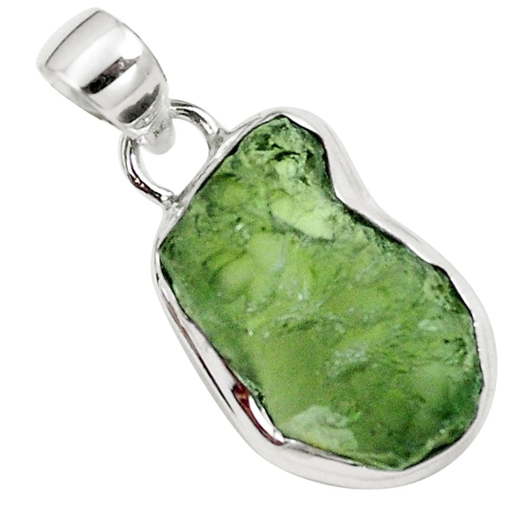 Natural green moldavite (genuine czech) 925 silver pendant jewelry m69445