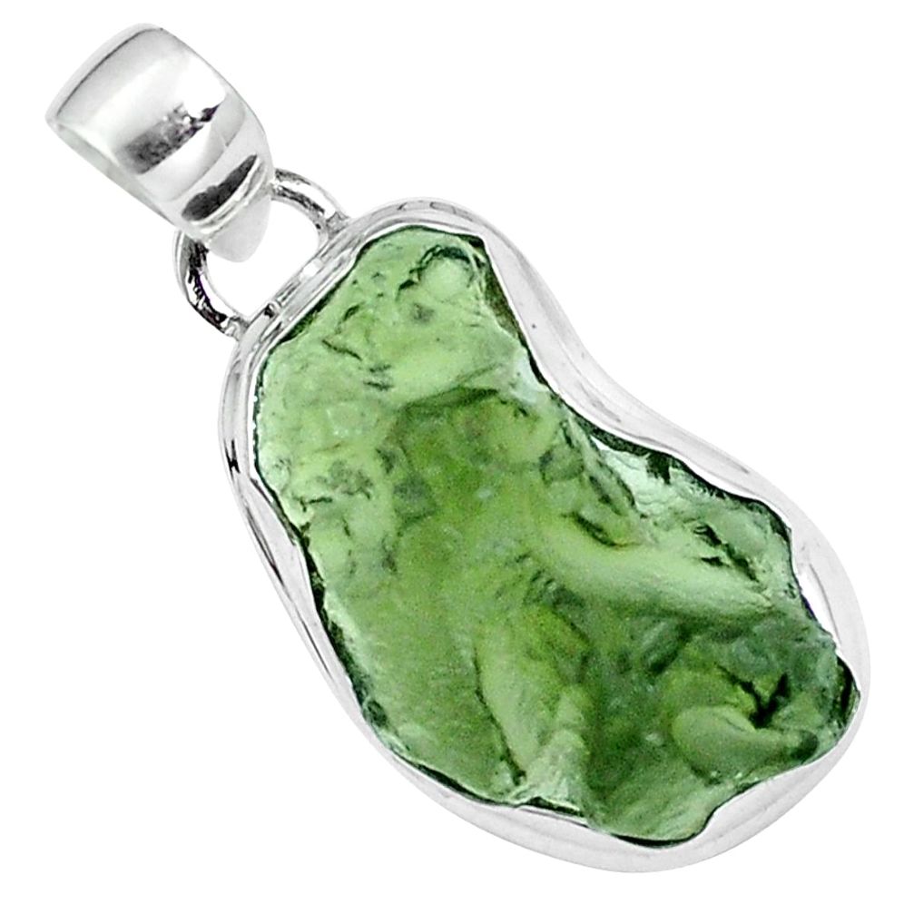 Natural green moldavite (genuine czech) 925 silver pendant jewelry m69454