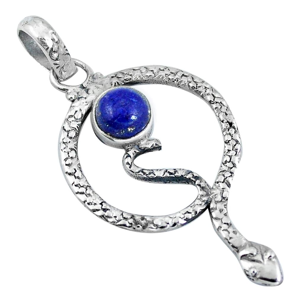 925 sterling silver natural blue lapis lazuli snake pendant jewelry m69477