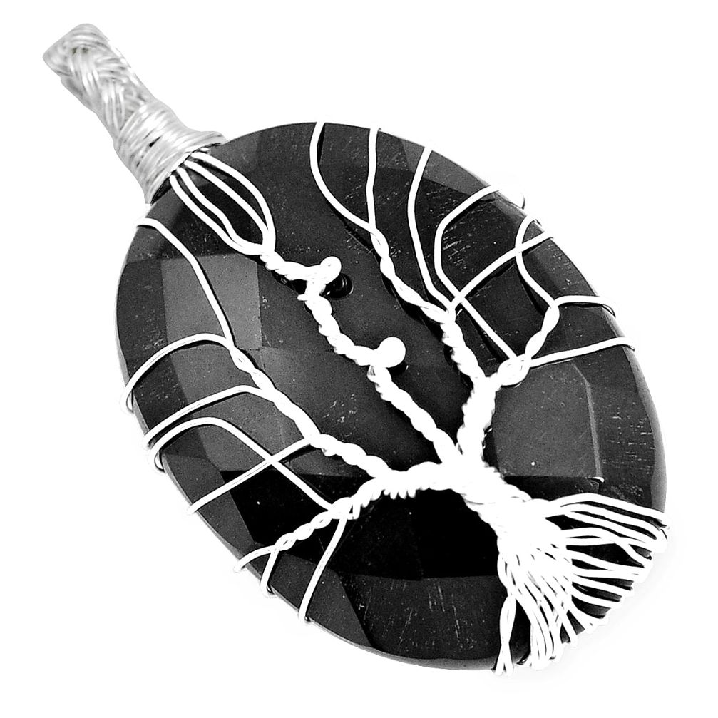 925 sterling silver natural black onyx tree of life pendant jewelry m69745