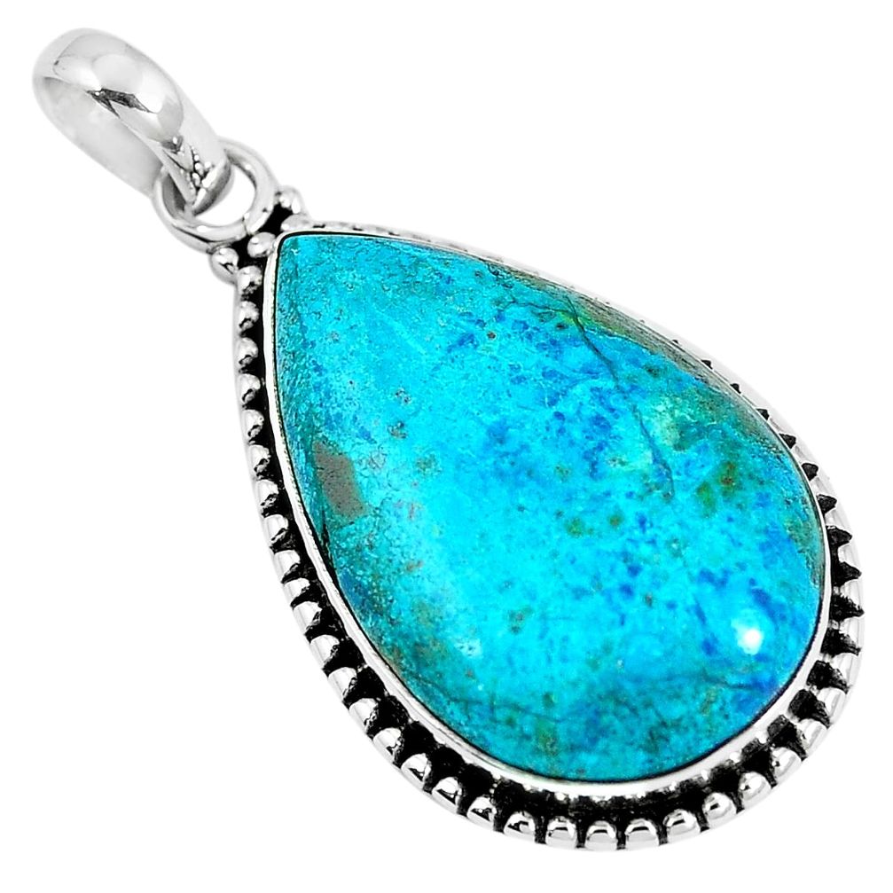 925 sterling silver natural blue shattuckite pear pendant jewelry m69944
