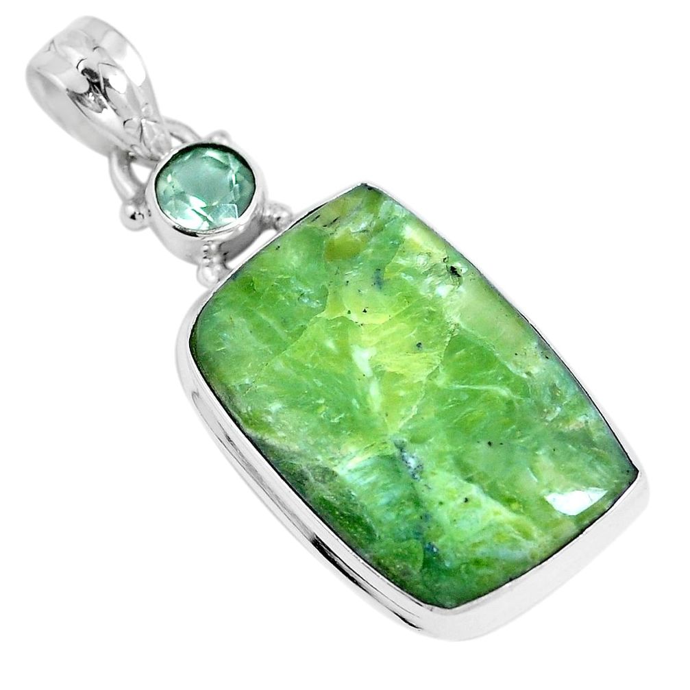 Natural green swiss opal amethyst 925 sterling silver pendant m69976