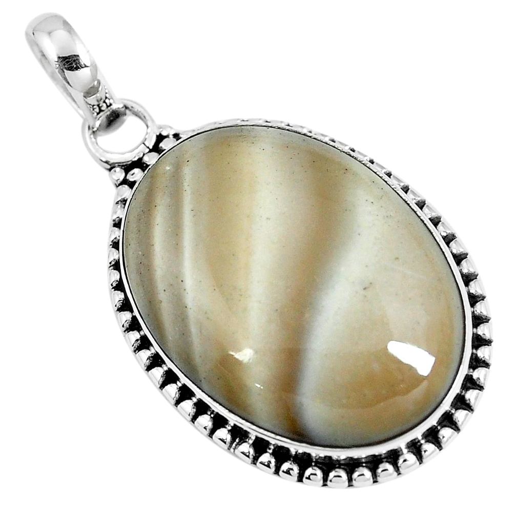 Natural brown striped flint ohio 925 sterling silver pendant m70006