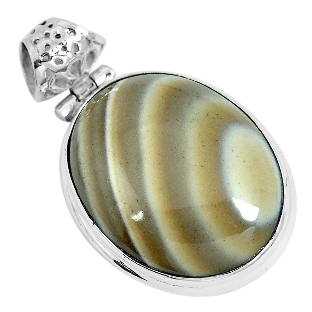 Natural brown striped flint ohio 925 sterling silver pendant m70008