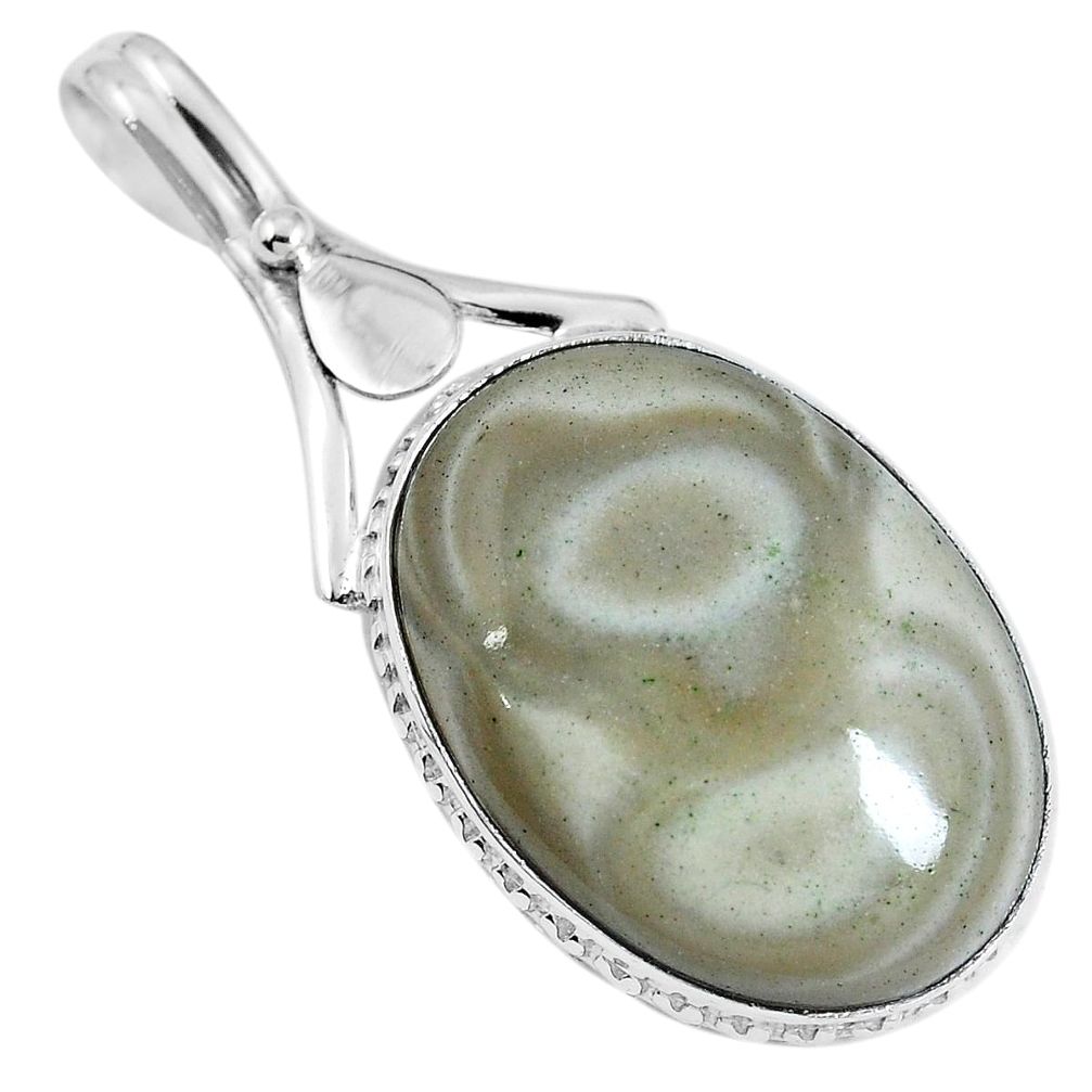 Natural brown striped flint ohio 925 sterling silver pendant m70012