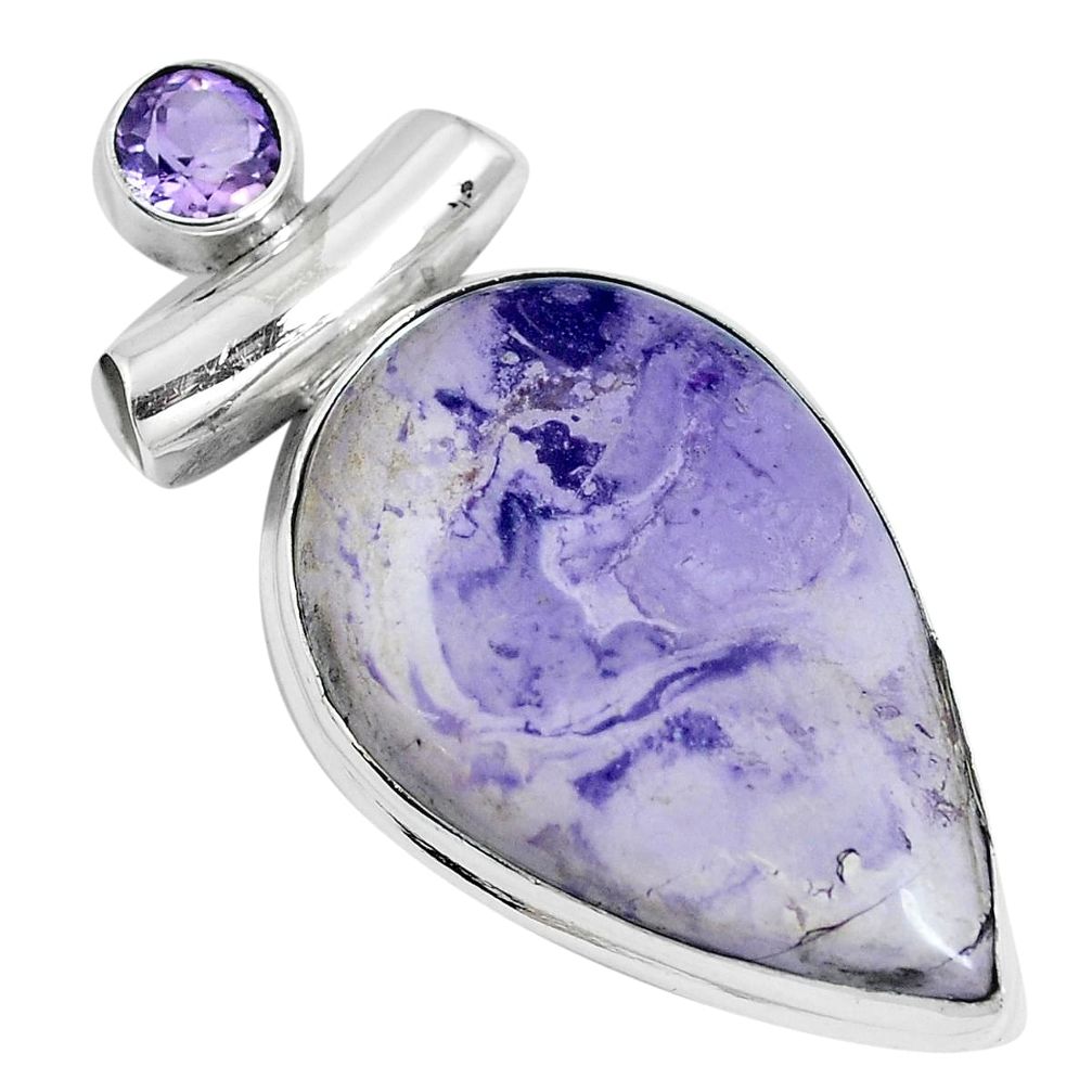 Natural purple tiffany stone amethyst 925 silver pendant jewelry m70041