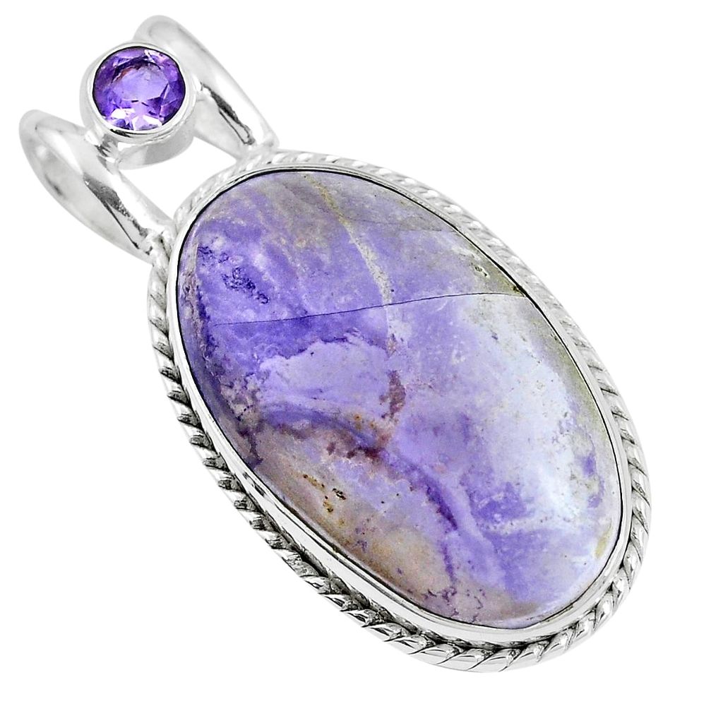 Natural purple tiffany stone amethyst 925 sterling silver pendant m70043