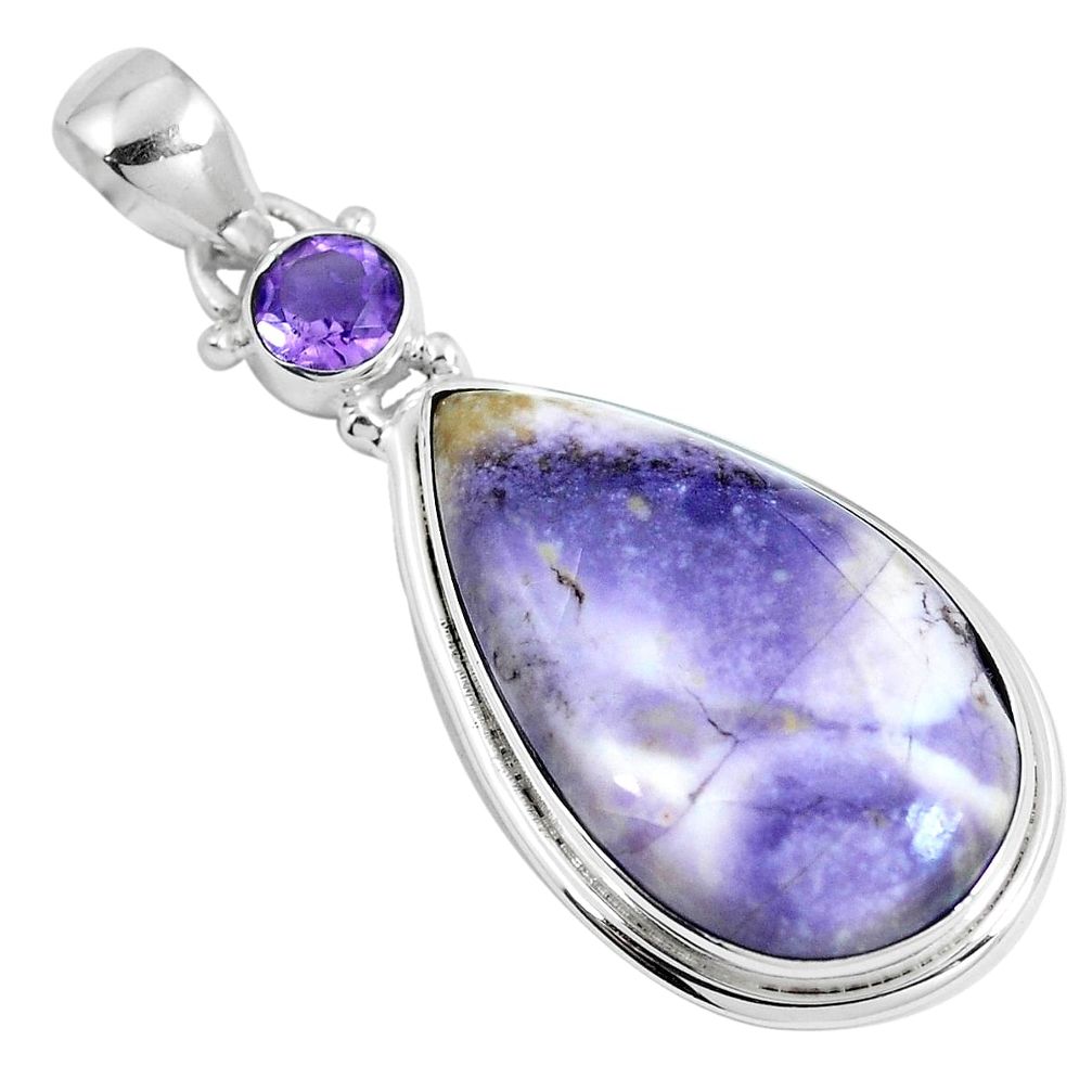925 silver natural purple tiffany stone amethyst pendant jewelry m70047