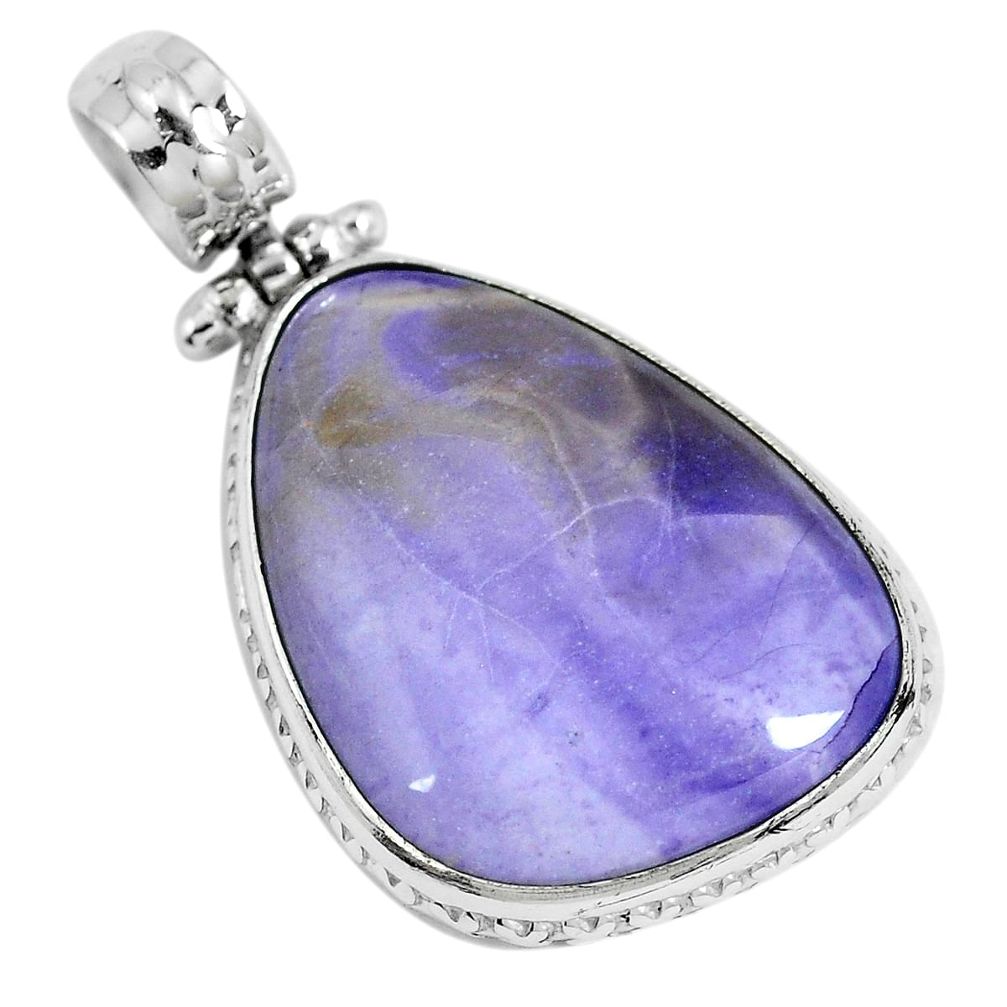 Natural purple tiffany stone 925 sterling silver pendant jewelry m70055