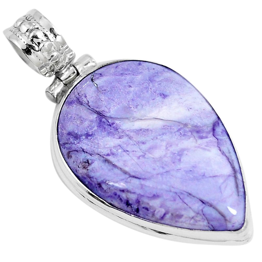 Natural purple tiffany stone 925 sterling silver pendant jewelry m70059