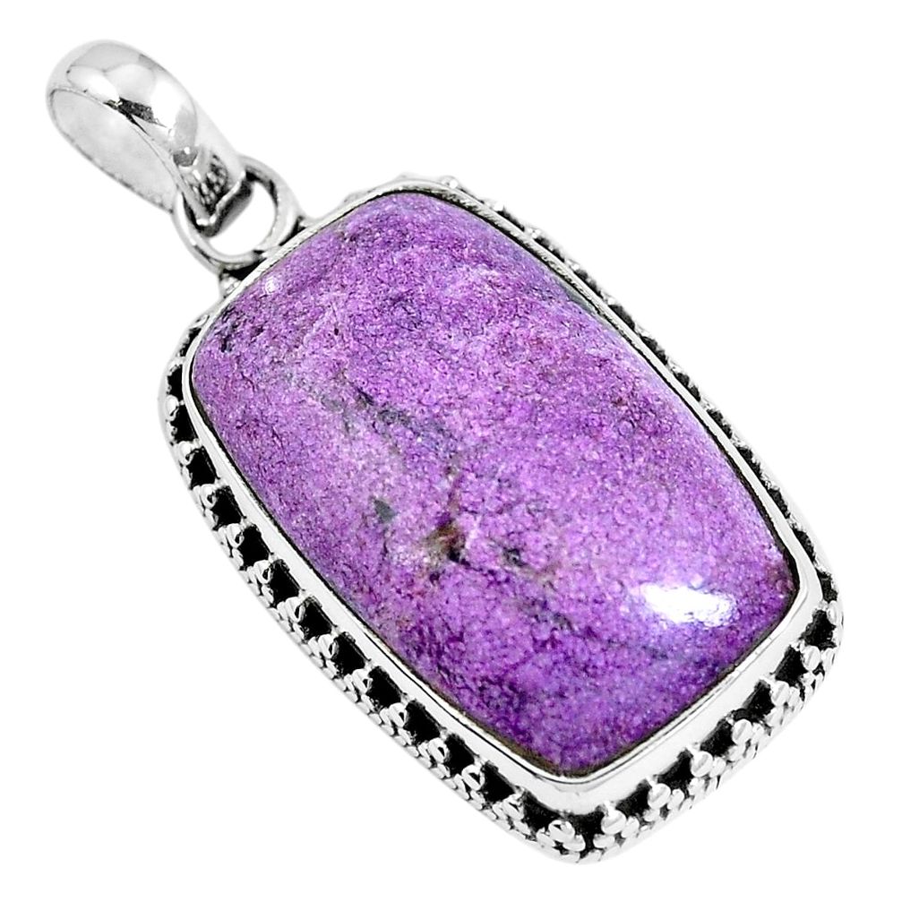 Natural purple purpurite 925 sterling silver pendant jewelry m70089