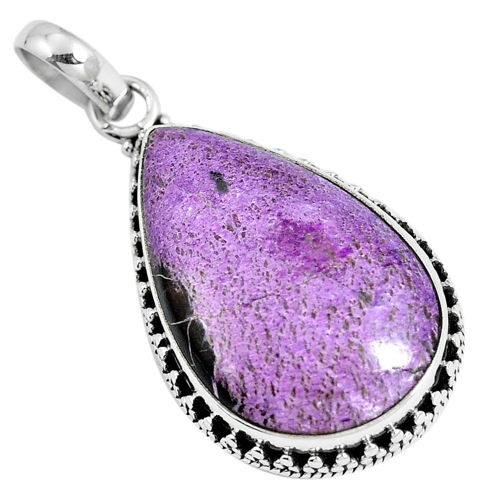 Natural purple purpurite 925 sterling silver pendant jewelry m70091