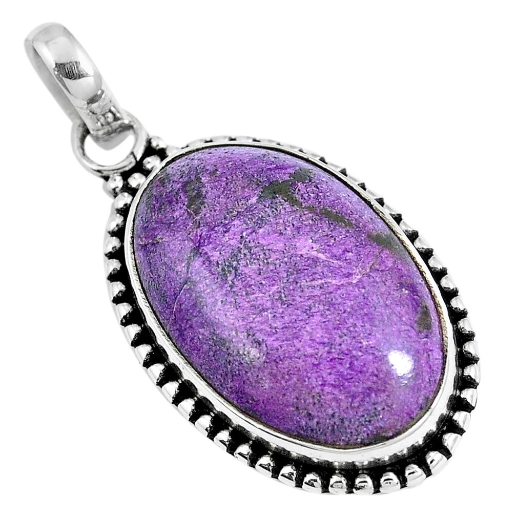 Natural purple purpurite 925 sterling silver pendant jewelry m70094