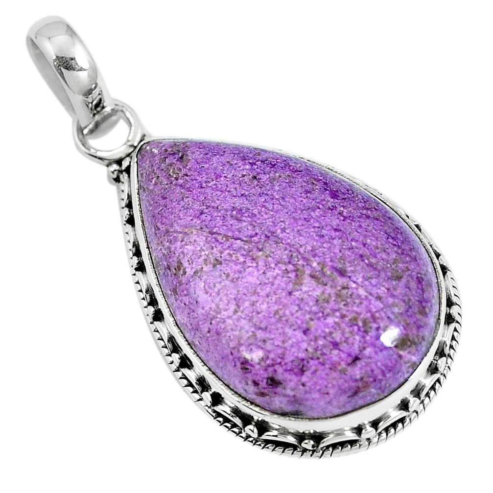 Natural purple purpurite 925 sterling silver pendant jewelry m70095