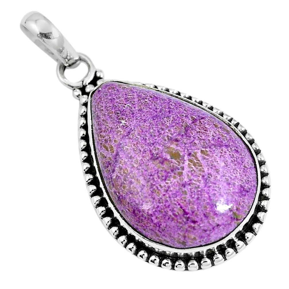 Natural purple purpurite 925 sterling silver pendant jewelry m70096