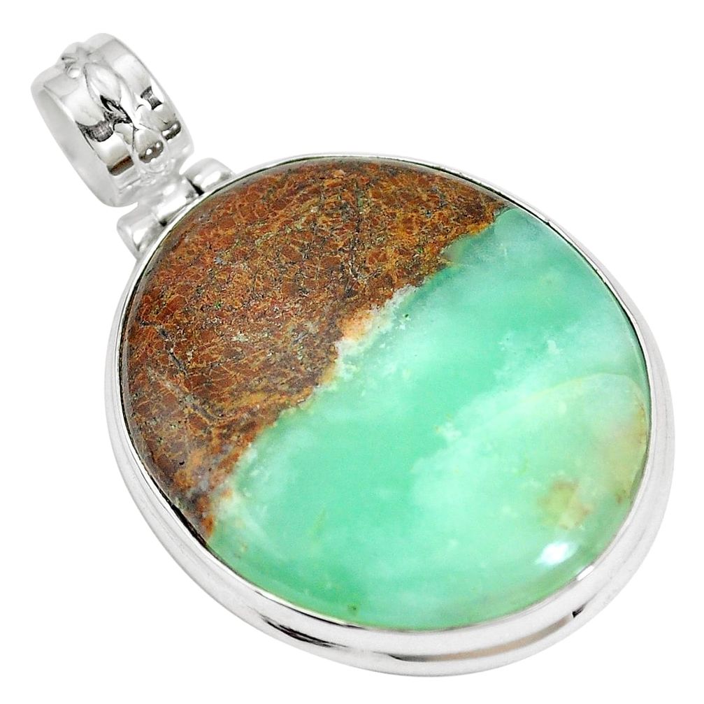 Natural brown boulder chrysoprase 925 sterling silver pendant m70521