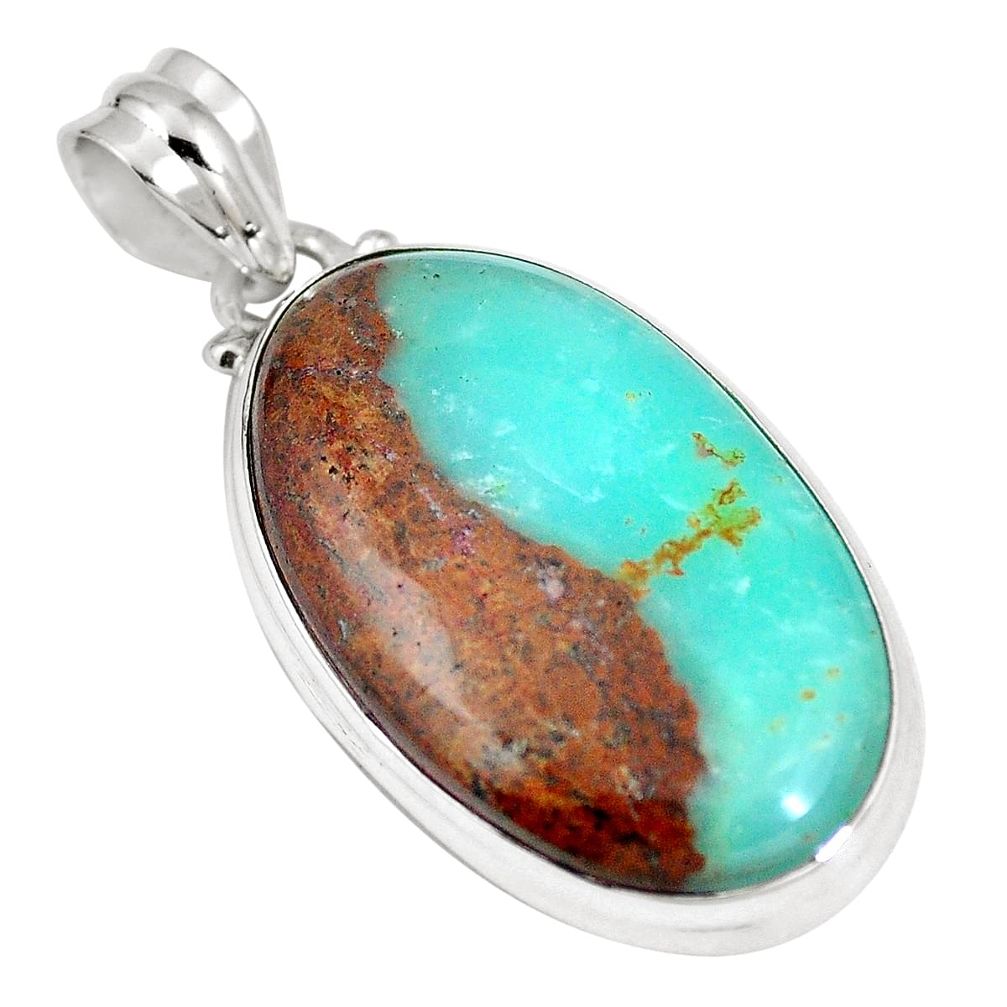 Natural brown boulder chrysoprase 925 sterling silver pendant m70528