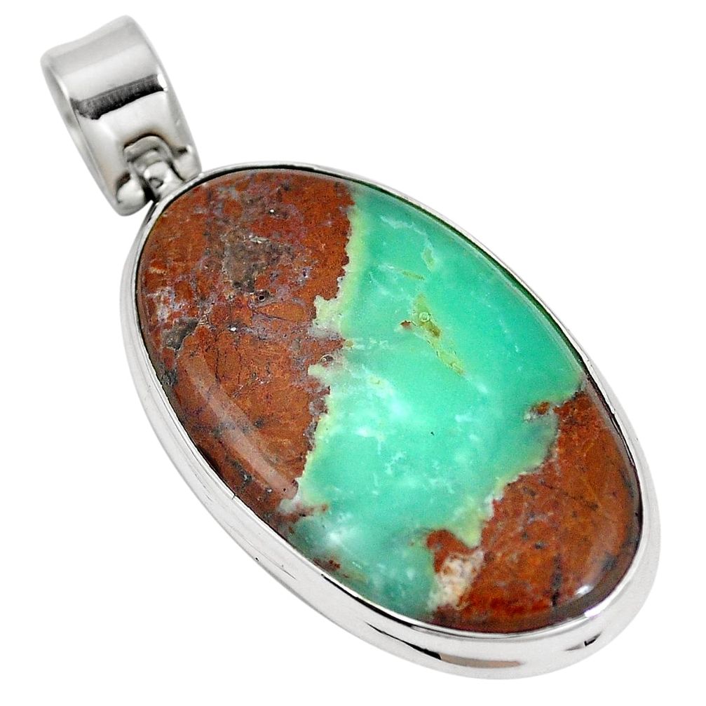 Natural brown boulder chrysoprase 925 sterling silver pendant m70540