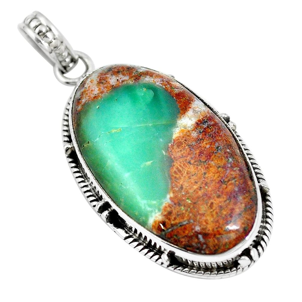 Natural brown boulder chrysoprase 925 sterling silver pendant jewelry m70548