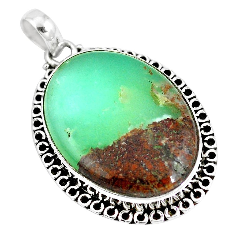 Natural brown boulder chrysoprase 925 sterling silver pendant m70555