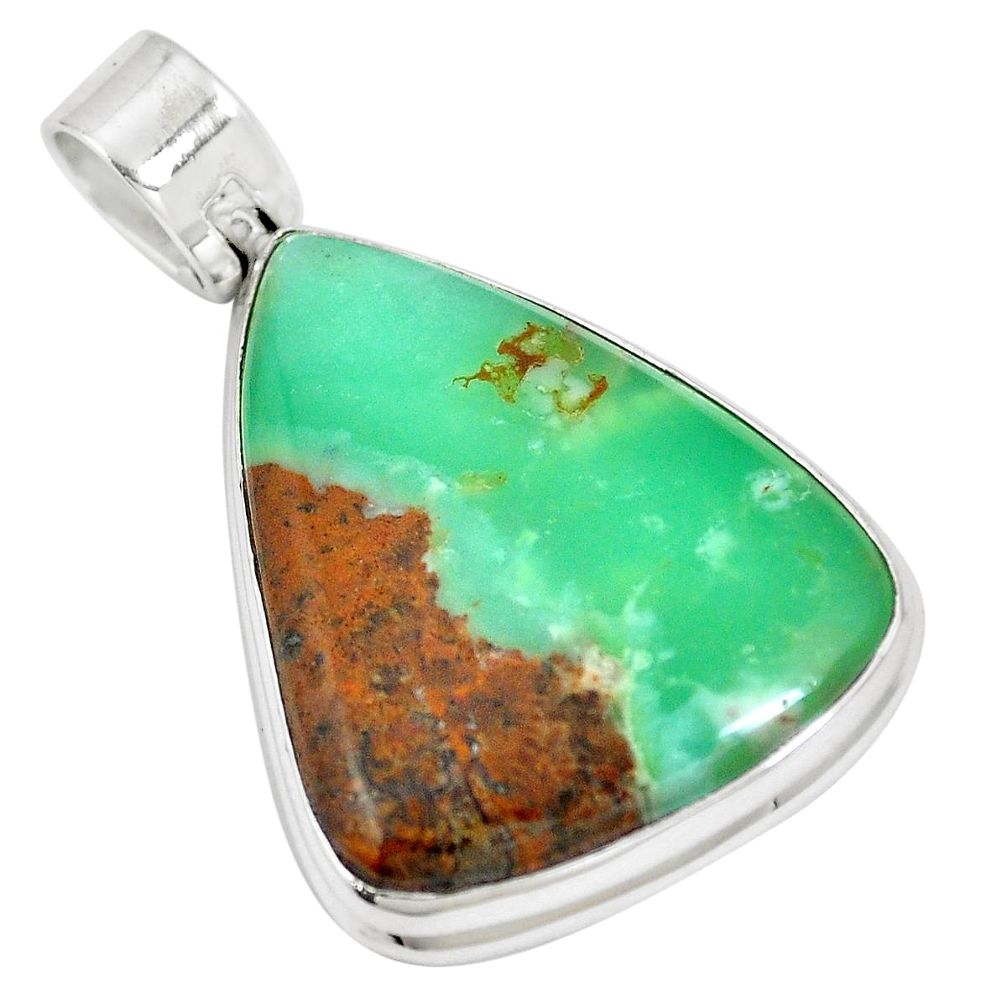 Natural brown boulder chrysoprase 925 sterling silver pendant m70560