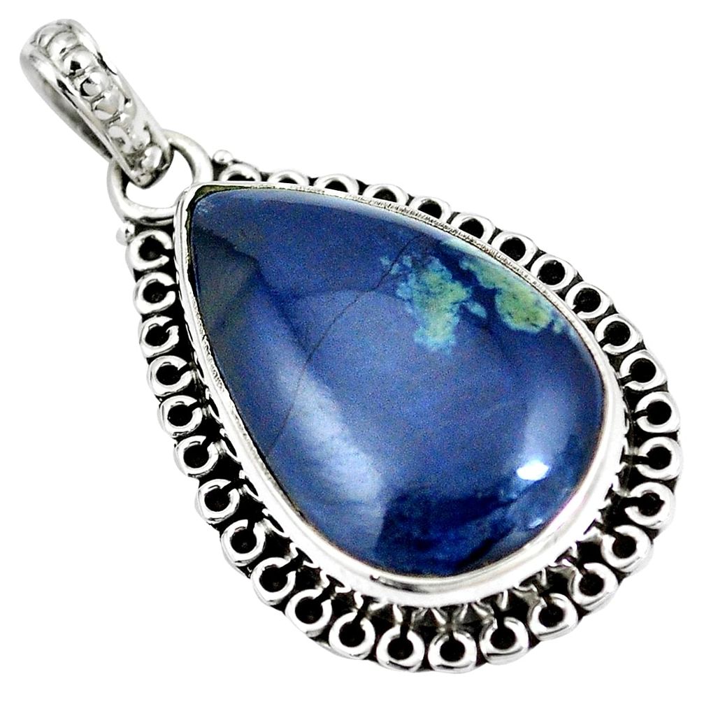 925 sterling silver natural black vivianite pear pendant jewelry m70596