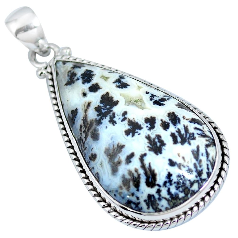 Natural black feather medicine bow agate 925 silver pendant m70697