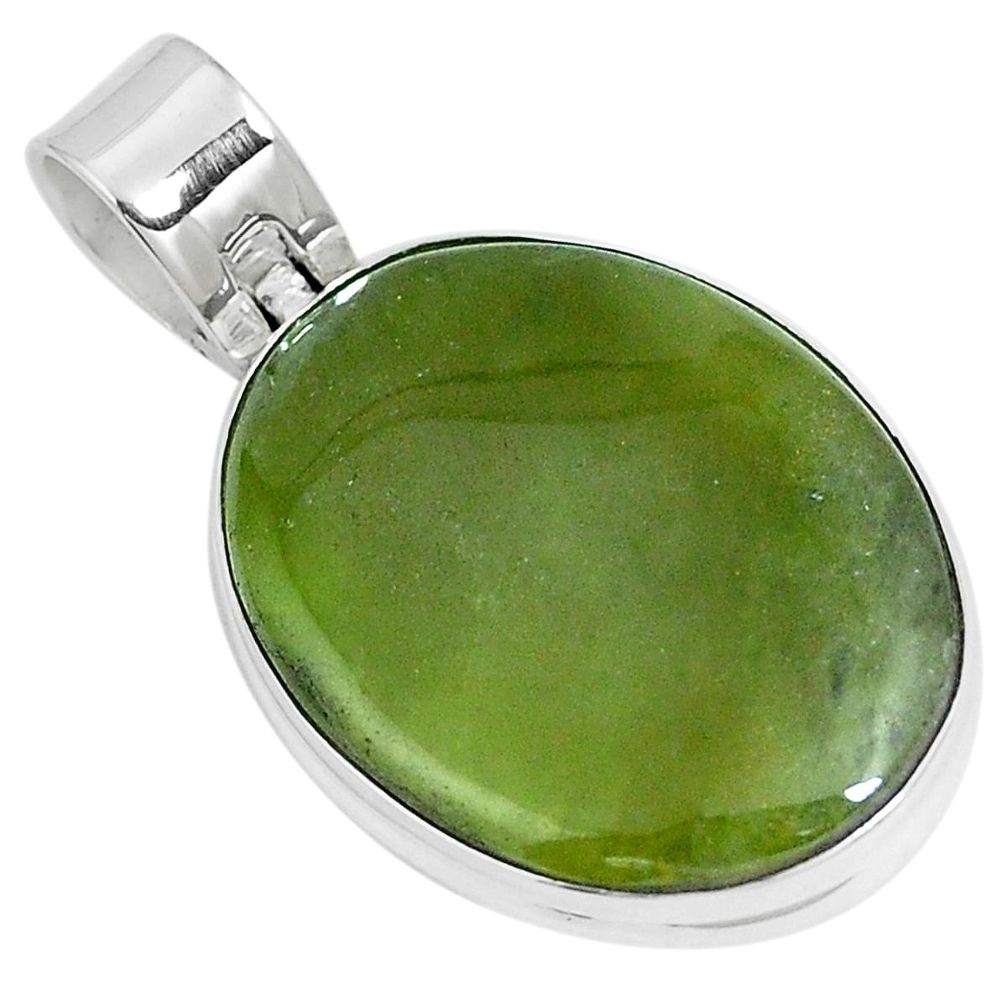 925 sterling silver natural green vasonite oval pendant jewelry m71084