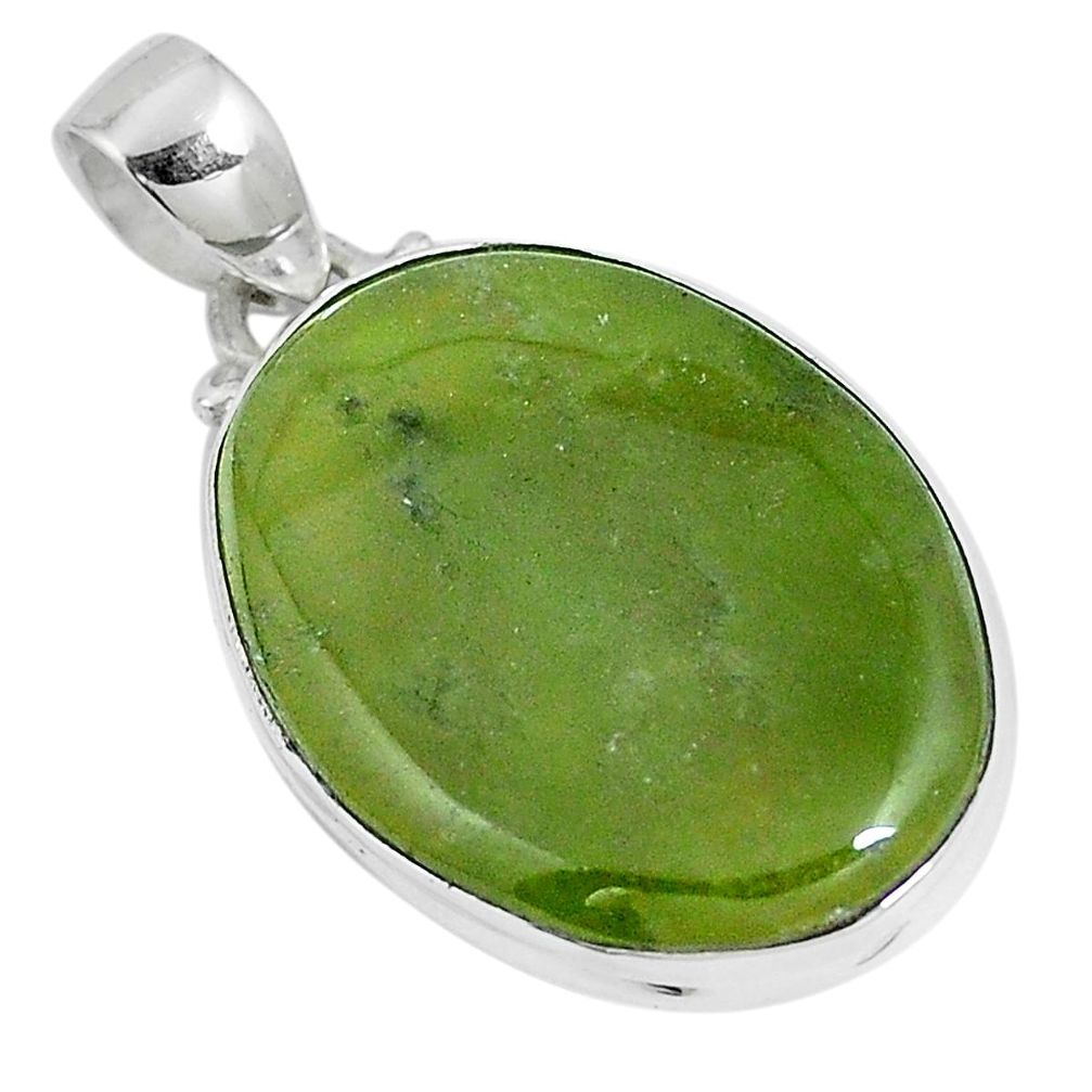 Natural green vasonite oval shape 925 sterling silver pendant jewelry m71085